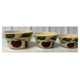 (3) Watt Apple Pottery 6, 7, & 8 Nesting Bowls