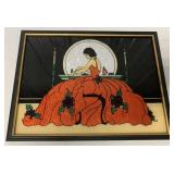 art deco reverse foil woman at vanity