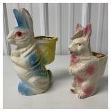 paper-mache and composition Rabbit containers