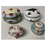 4 dresser jars and trinket boxes