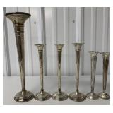 6 sterling vases with weighted bases