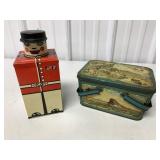 2 Tin pcs-Huntley & Palmers Biscuit/Lunch Box