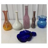 lot of mostly art glass vases