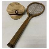 Spalding Fairfield tennis racket and visor hat