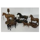 5 Horse figurines, one is a lamp