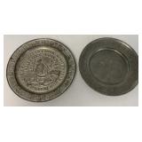 Cock Robin tin ABC plate &  Pewter ABC plate by
