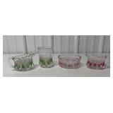 banded Portland glass in green and pink