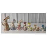 7 paper-mache rabbits