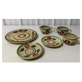 6 pieces Watt Rio Rose Bullseye pottery