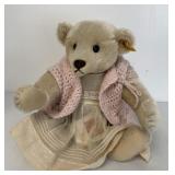 signed Steiff Teddy Bear in dress and sweater