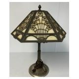 metal and slag glass lamp