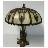metal and slag glass lamp