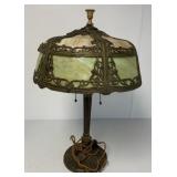 metal and slag glass lamp