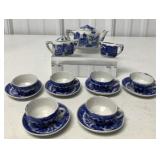 9 Pc- Blue Willow Tea Set Setting
