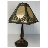 metal lamp w/slag glass shade