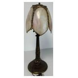 ML Co. metal lamp w/ slag glass shade