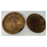2 wooden bowls