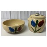 Watt Pottery Tulip Cookie Jar & Bowl