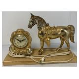 United metal horse clock