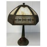 metal and slag glass lamp