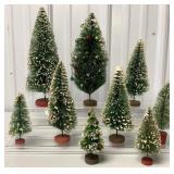 (9) Vintage Bottle Brush Christmas Trees