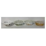 3 Pyrex and 1 Glasbake dishes and bowl