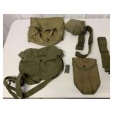 military web belts, canteen, bags + anti-dim cloth
