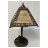 metal and slag glass lamp