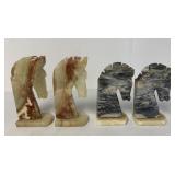 2 pair Onyx horse head bookends