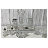 9 pcs-Cut Glass-S&P/Vase/Pitcher/Shaker/others