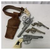 Lot of 5 Cap Guns and Holster