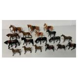17 metal horses and 1 burro
