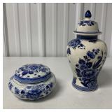 Delft Bonbonniere and Ginger jar