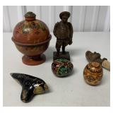Austrian redware flute, Norwegian Rosemaling