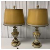 2 wooden painted lamps