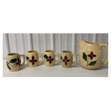Watt Star Flower Pitcher and four mugs