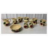9 pc Watt Apple pottery; S&P have advertising