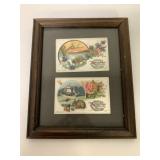 2 Framed Oliver Chilled Plow Works Trade Cards