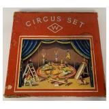 composition/ wood toy circus set in box