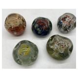 5 art glass pencil holder paperweights