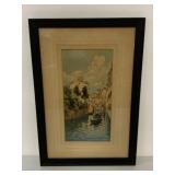Canal w/ Gondola Framed Watercolor