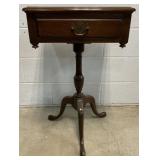 mahogany pedestal single drawer end table