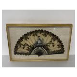 Vintage Lace Framed Hand Painted Fan