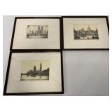 3 D.M. Clark etchings of St. Paul