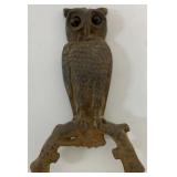 Owl Fireplace Andiron w/ Glass Eyes