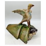 Caen terra cotta pottery bird & cherub