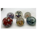 6 art glass paperweights, one Victory design
