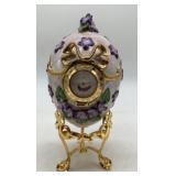 Violets In the Snow Faberge Egg Clock made by