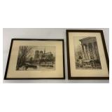 Charles Pionet etchings of Notre Dame and Paris