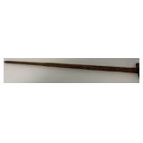 carved wood cane w/cannon barrel handle